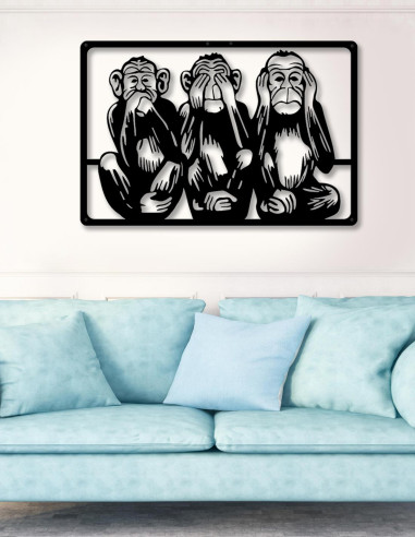 VINOXO Metal Three Wise Monkeys Wall Hanging Art Decor