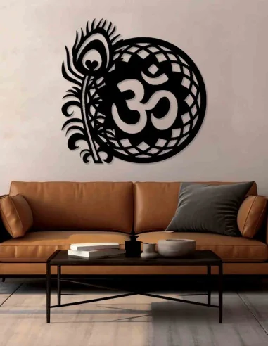 VINOXO Metal Om Krishna Mandala Wall Hanging Art Decor