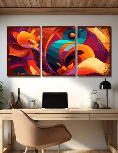 VINOXO Modern Abstract Painting For Living Room - 3 Piece Wall Art