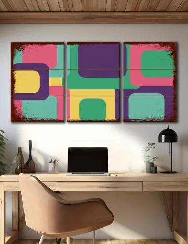 VINOXO Boho Art Painting - Abstract Cubes - Set of 3