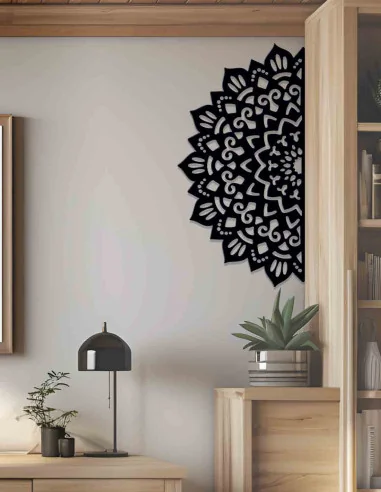 VINOXO Metal Half Mandala Wall Hanging Art Decor - Floral