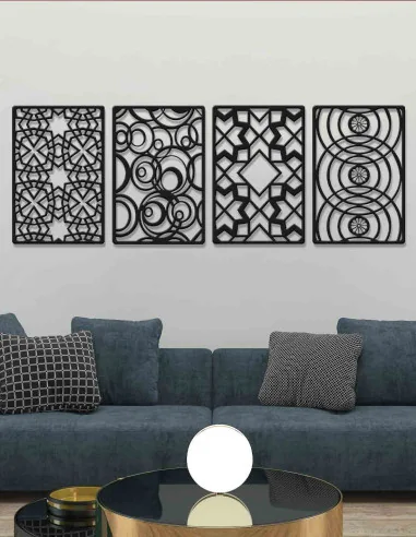 VINOXO Contemporary Metal Wall Art Decor For Living Room - Set of 4