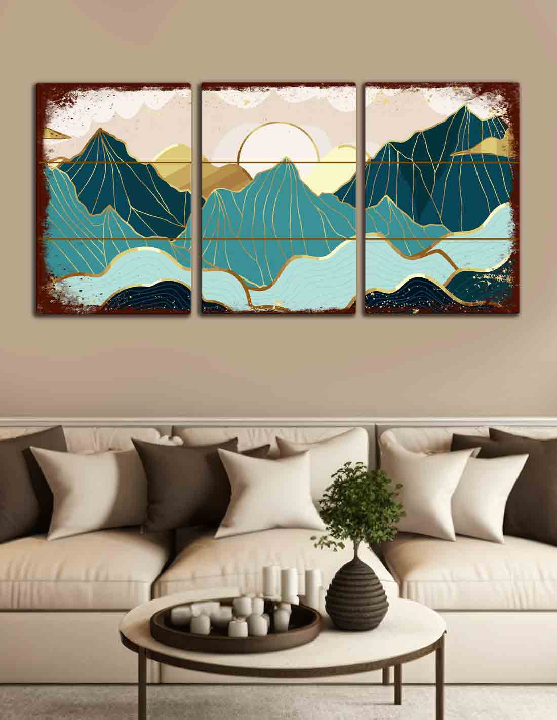 VINOXO Mountain Wall Art Painting - Set of 3