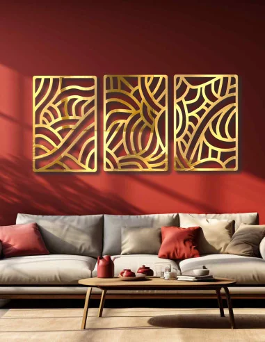 VINOXO Metal Simple Wall Hanging Art Decor - Maze - Set of 3