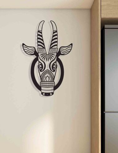Modern cow head metal wall art mask silhouette for contemporary hospitality interiors