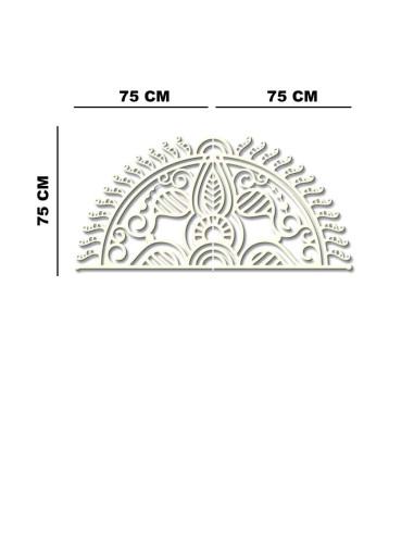 Half mandala metal wall art in Matte finish above bed