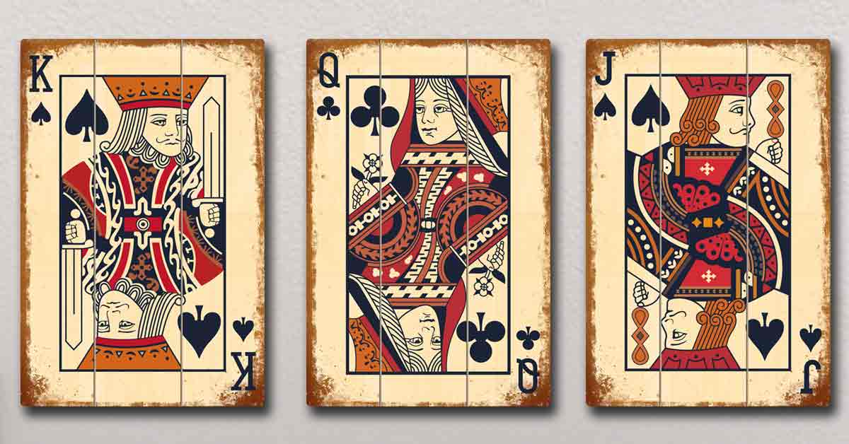 Poker King Queen Jack Wall Art Set